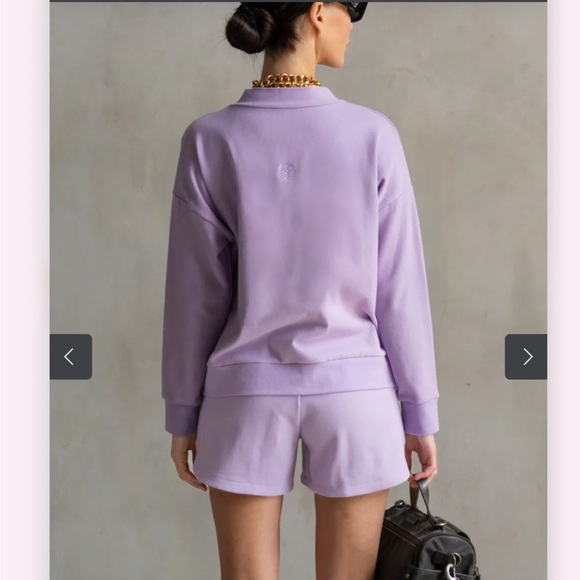 Care Tucker Court Interlock Two Piece Lavender Gold Buttons Cardigan Joggers Set - Picture 2 of 16